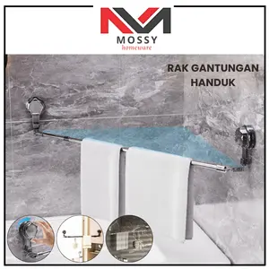 MOSSY Rak Gantungan Handuk Kamar Mandi Dapur Estetik Kualitas Bagus Kuat Kokoh / Rak Gantungan Putar Bisa Lepas Bisa diperpanjang / Hanging Rack Organizer Premium / Jemuran Handuk / Towel Hanger
