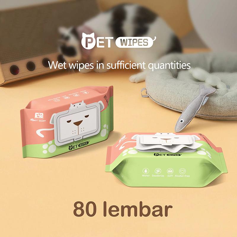 Tisu Basah Pembersih Kucing Anjing Grooming Hewan Murah Handuk Tissue 80Pcs/Bungkus