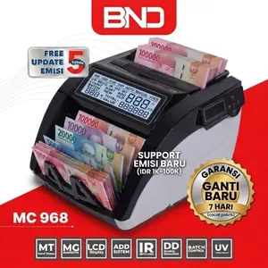 MESIN PENGHITUNG UANG BACK LOADING | BND MC 968 | MAGNETIC, ULTRAVIOLET, INFRARED, DOUBLE DETECTION NOTE | RUPIAH, DOLAR, EURO | GARANSI 2 TAHUN | FREE 5 YEARS UPDATE CURRENCY | ORIGINAL