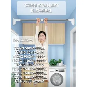 TIANG 50CM-500CM MULTIFUNGSI FLEKSIBEL TANPA PAKU BOR/KAMAR MANDI/KOLONG DAPUR/LEMARI/JEMURAN/PINTU SOFT