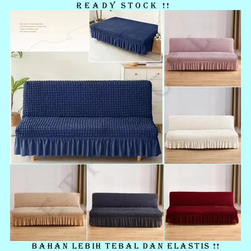 Elastic Sofa Bed Cover  With Skirt / Penutup Sarung Alas Sofa Bed Elastis Tebal Polos Renda vintage