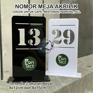 Nomor Meja Cafe, Resto, Warung Bahan Akrilik - Nomor Meja Custom Akrilik 2mm Warna Hitam / Putih
