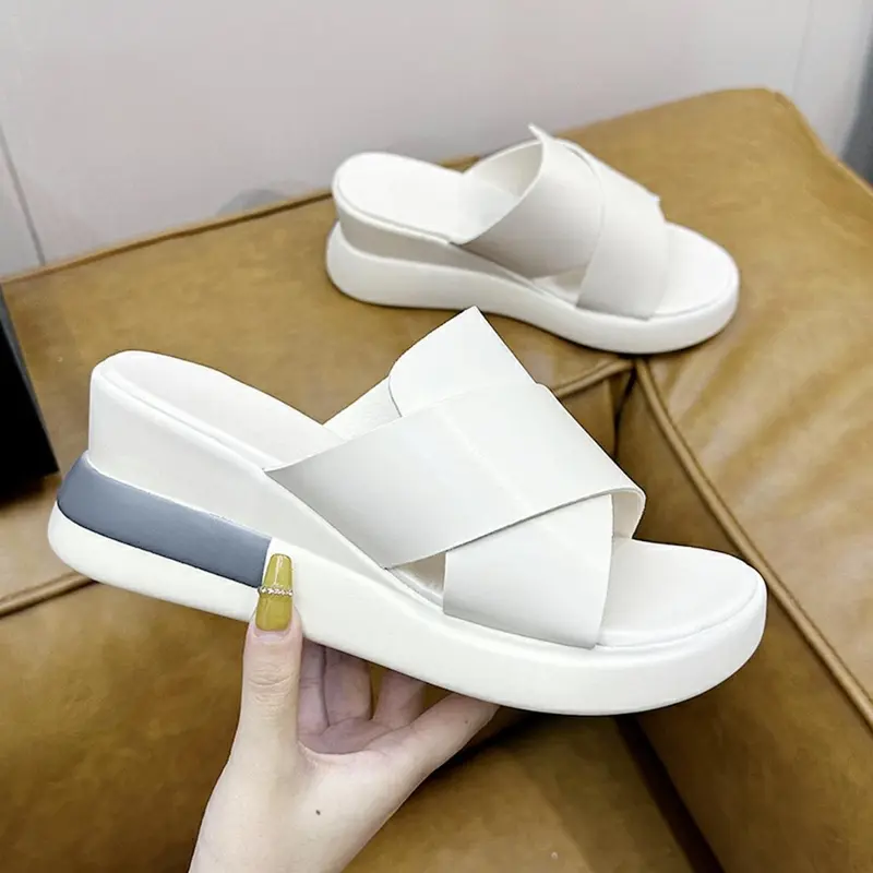Sandal Wedges Wanita Fashion Viral Kekinian 2024 - Ukuran 37-42, Tinggi Hak 5 Cm - Sendal, Cewek Perempuan wedge  sandals 5