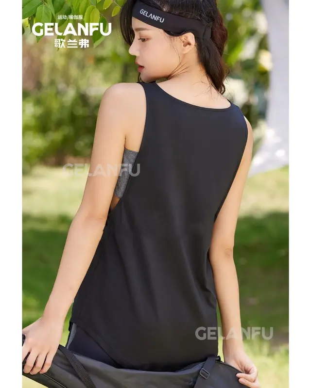 TANK TOP OLAHRAGA WANITA YOGA GYM FITNESS DANCE ZUMBA HITAM DRY FIT 4