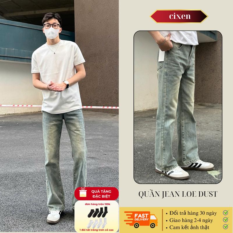 [CIXEN] Quần jean ống loe nhẹ Wash Dust VER 1 Chất Liệu Denim Hack dáng S-XXL, Quần jeans nam loe wash DUST Streetwear [QL02]