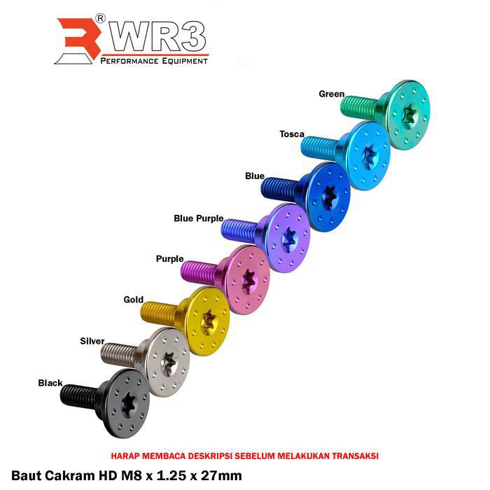Gambar Baut Titanium WR3 Cakram Untuk Motor Harley Davidson 3/8 - 16 x 25mm / M8 x 1.25 x 27mm / 5/16 - 18 x 22mm - 3/8 - 16 x 25mm, Black dari WR3 Kota Administrasi Jakarta Barat 4 Tokopedia