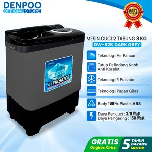Mesin Cuci 2 Tabung Denpoo DW 828 Papan Penggilas 8KG