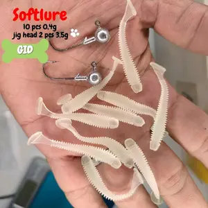 umpan Soflure anti boncos 5cm / 0, 4 gram isi 10pcs+ jighead 3,5 gram 2 pcs GID