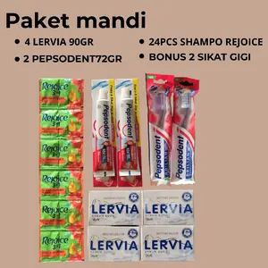 PAKET 4PCS SABUN MANDI + 2 PASTA GIGI PEPSODENT 72GR (FREE SIKAT) + 1 RENCENG SAMPO REJOICE