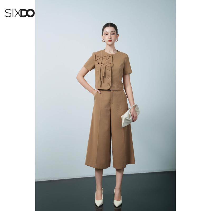 Quần nữ Culottes ống rộng nâu SIXDO (Brown Raw Culottes)