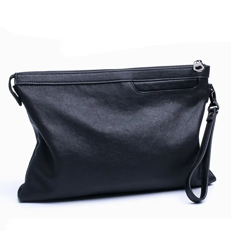 2025 Brand Hand Bag Men Genuine Plain Litchi Soft Sheepskin Clutches for Men Envelope Bag High Quality Men Wallet Mobile Phone Clutch Bag Pouch