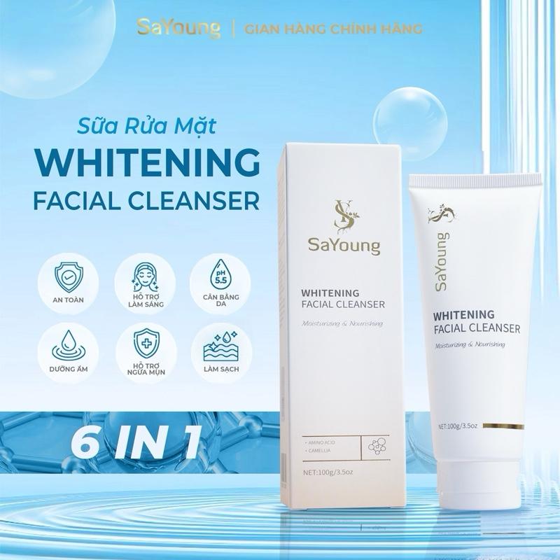  SaYoung Sữa Rửa Mặt WHITENING FACIAL CLEANSER 100ml Hỗ Trợ Cấp Ẩm Sáng Da Với Natri Cocoyl Glycinate & Niacinamide Skincare 