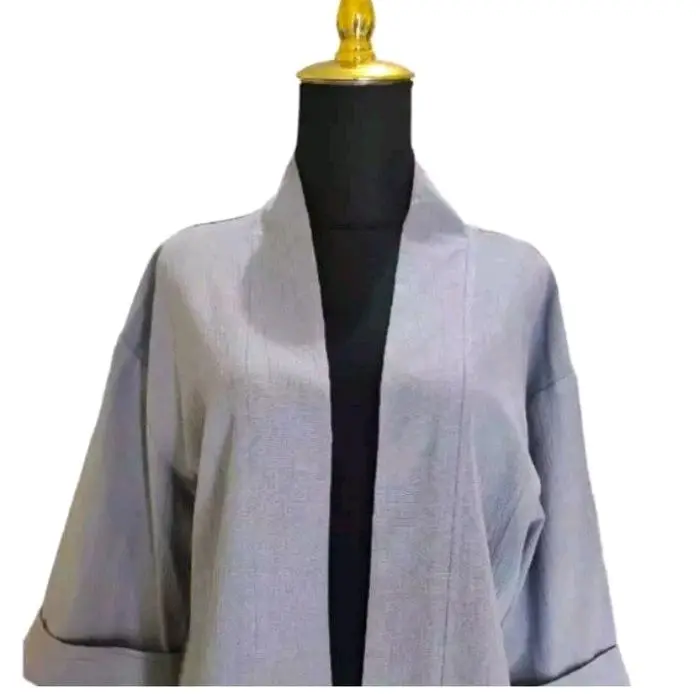 LUWY Outer Wanita OOTD - Outwear  Crop Linen Crinkle Basic Cewek Terbaru Atasan Blazer Oversize 4