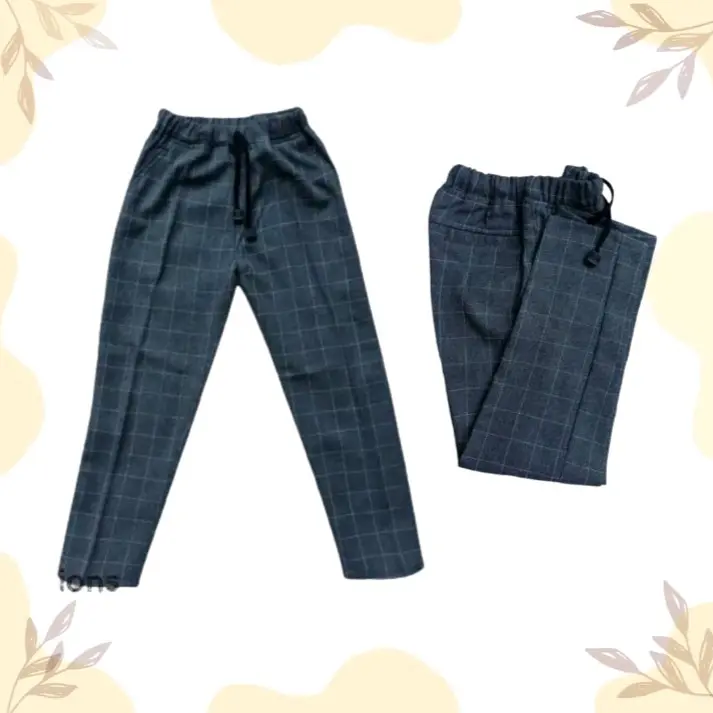 celana panjang tartan anak 1-13 tahun unisex garis kotak kotak 4