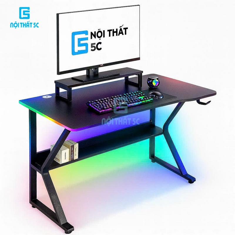  Bàn làm việc bàn gaming Nội Thất 5C chân chữ K hộp sắt 20x40mm sơn tĩnh điện mặt gỗ mdf vuông góc dày 15mm hiện đại phù hợp để học tập làm việc chắc chắn để PC máy tính cây tiện lợi 