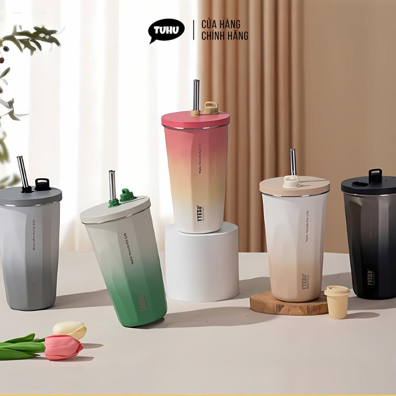 Ly bình nước giữ nhiệt khắc tên TYESO 600ml màu GRADIENT MỚI, cốc giữ nhiệt nóng lạnh inox 304 cao cấp - TUHUHOUSE