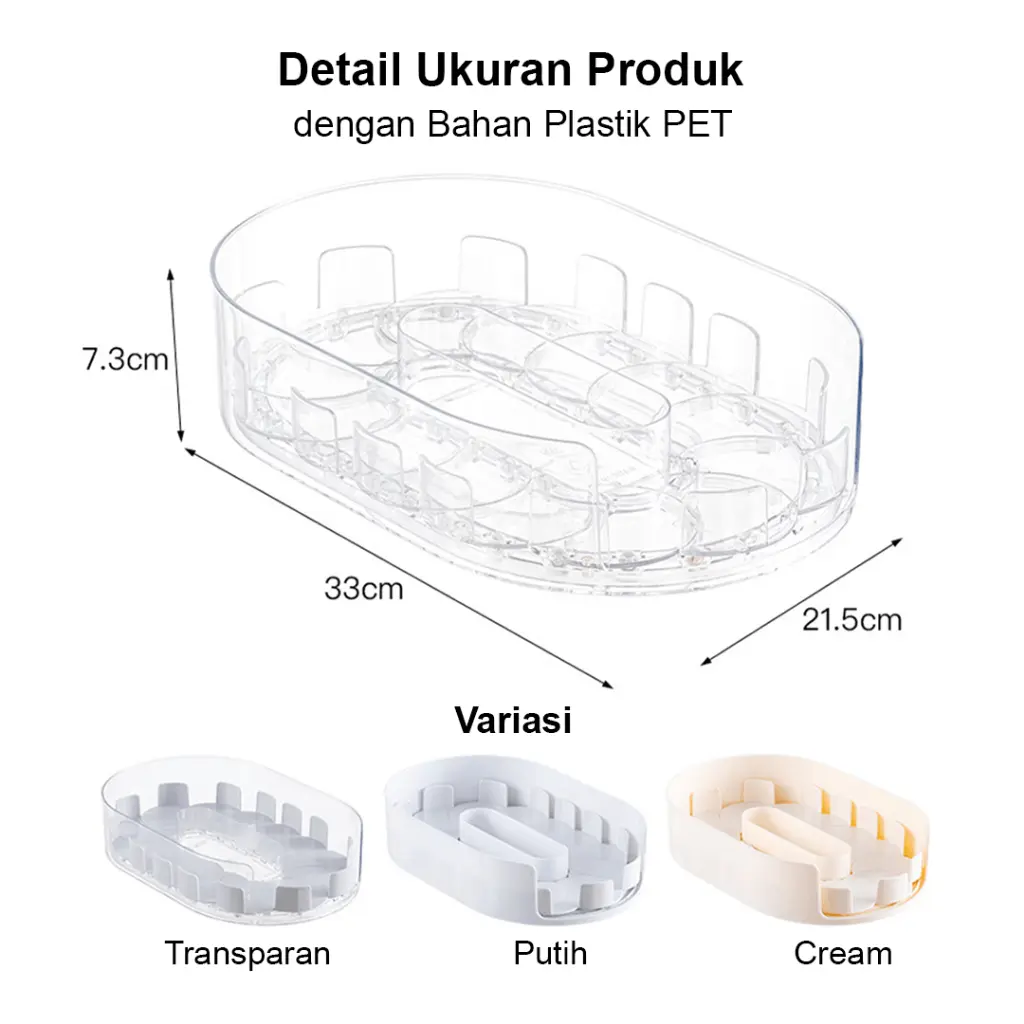 U-Living Rak Putar Serba a Rotating Storage Rak Bumbu Putar dah Penyimpanan Kosmetik Skincare Bisa Di Putar KSO006 - TrayPutar-Transparan