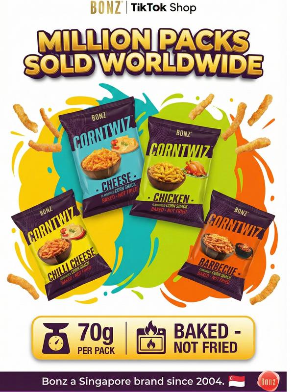Bonz Corntwiz Baked Corn Snack 70g x 10 [Bundle of Ten] - Chilli Cheese ...
