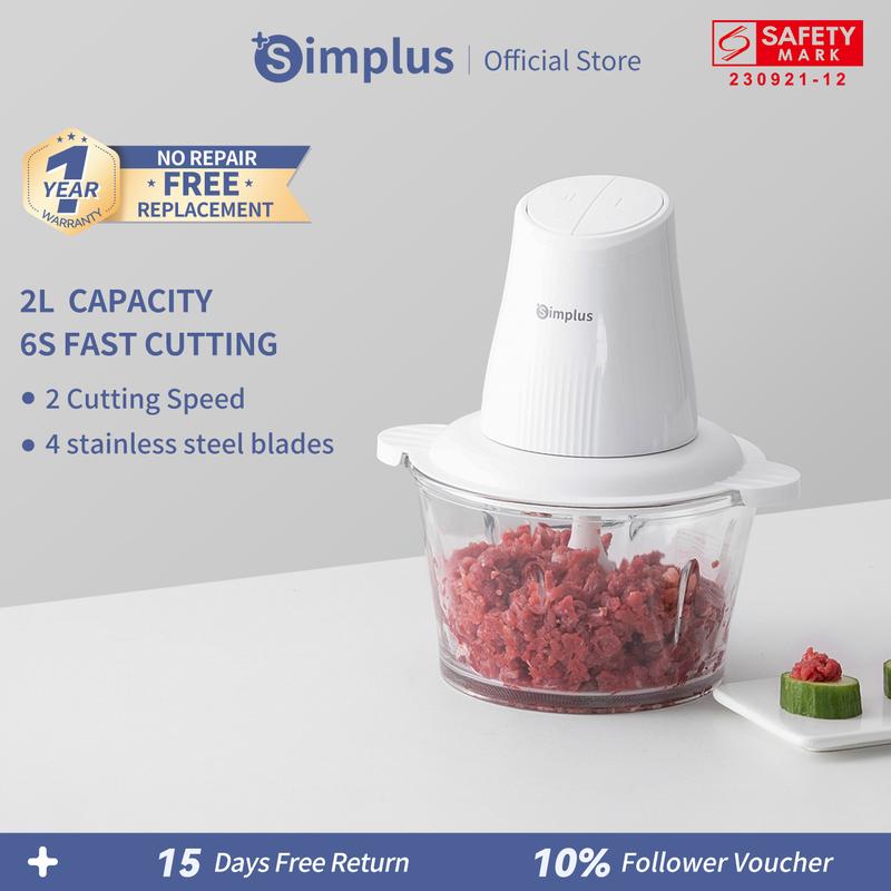 Simplus Meat Grinder 2L Food Processor Stainless Steel 4 Cutting ...