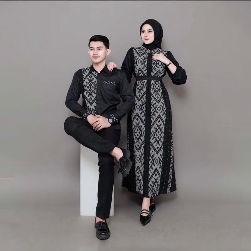 COUPLE KEMEJA DAN DRESS TENUN ETNIK BELVIA - Sarimbit Keluarga Etnik Tenun tebal halus dan nyaman - Setelan Simple Kondangan - baju anak baju Pasangan Gamis Kemeja Atasan 1