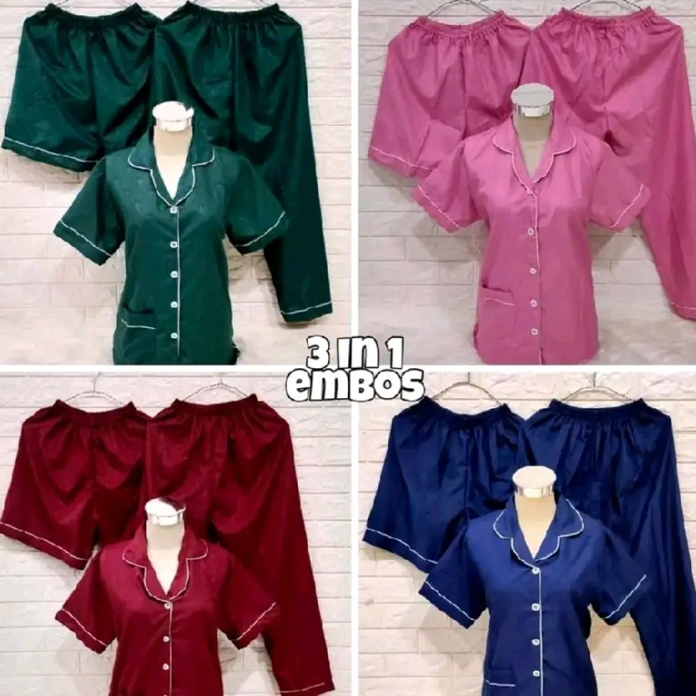 baju tidur piama cp standar / dewasa (3 in 1)  2 celana viral murah 2025/2026 ( abg 2 in 1 ) 1 celana 1 baju