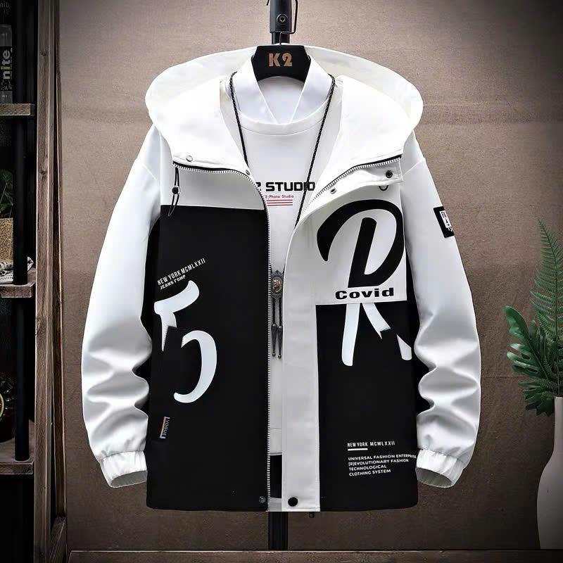 Áo Khoác Nam Kiểu Dáng Phong Cách Hàn Thiết Kế Sành Điệu Thời Trang Họa Tiết R5