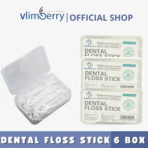 Vlimberry Dental Floss Tusuk Gigi Isi 6Box Benang Sikat Pembersih Kerak gigi dan Sela Gigi Gusi Mulut