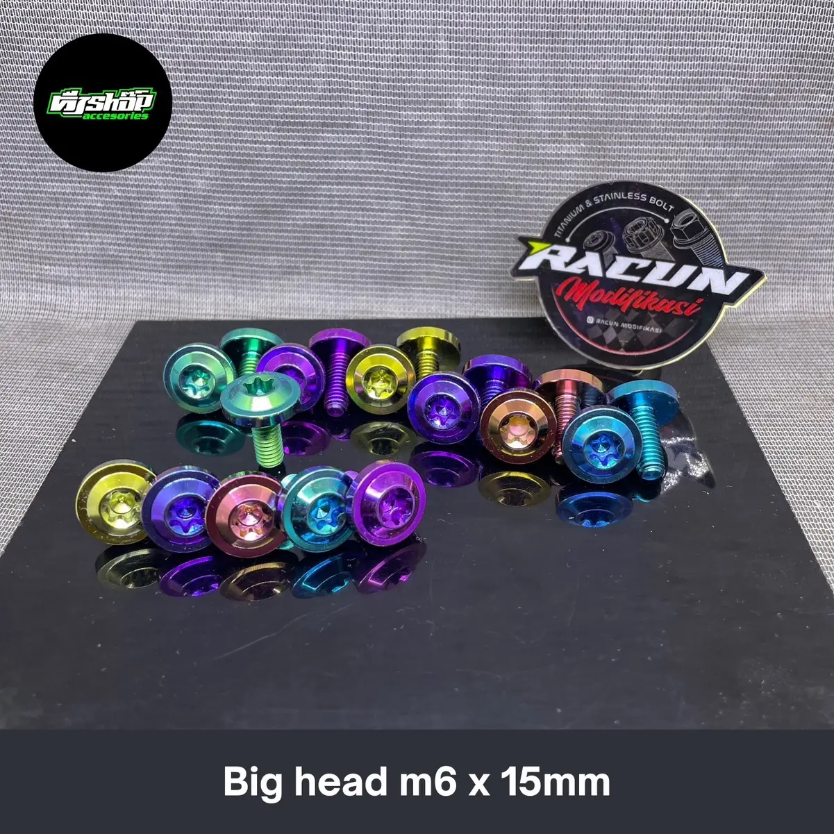 Baut probolt titanium m6 x 15 big head drat 10 15mm original vtm baut tameng knalpot keongan spakbor nmax aerox vario 160 beat scoopy vario