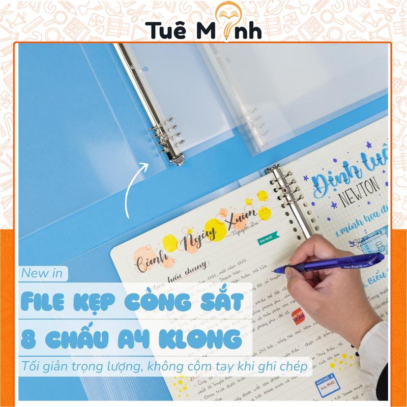  Bìa sổ còng sắt A4 8 chấu Klong Binder file còng có thể refill thay ruột MS 539 