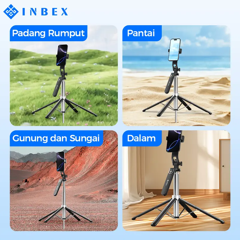 【COD】【24H Shipping】INBEX IB180 Tripod tongsis quadpod handphone Bluetooth 1.8m Memperkuat Tiang Penancap tongkat jalan 8