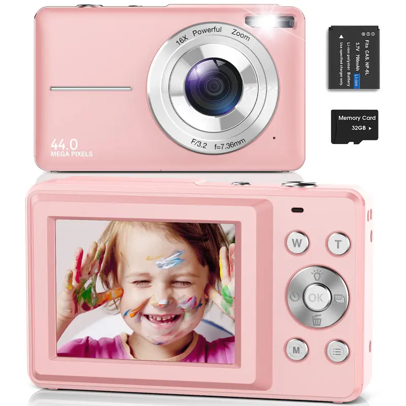 44MP Photo & 16X Digital Zoom Digital Camera, 1080P Digital Camera with 32GB Memory Card, Easy Operation & Portable Camera 0