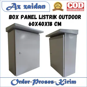 Box Panel Listrik Outdoor 60x40x18 cm Cat Coating Abu-Abu Tebal 1mm Luar ruangan Tahan air dan Cuaca