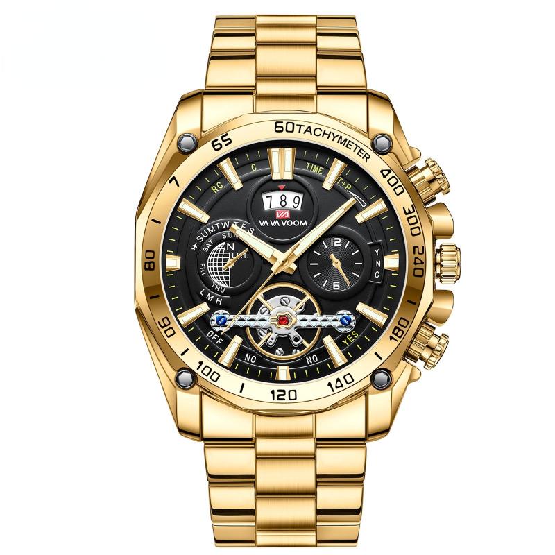 Jam Tangan Pria Anti Air Original Anti Karat Luxury Bercahaya Kalender Multifungsi Quartz Watch Men Berliku Otomatis  VA-2421 4