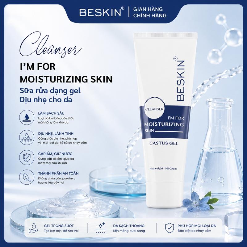 SỮA RỬA MẶT DẠNG GEL "I’M FOR MOISTURIZING SKIN" - Dung tích: 100g - Thương Hiệu: Beskin - Women Chăm Sóc Da Làm Đẹp Da Nữ Skincare