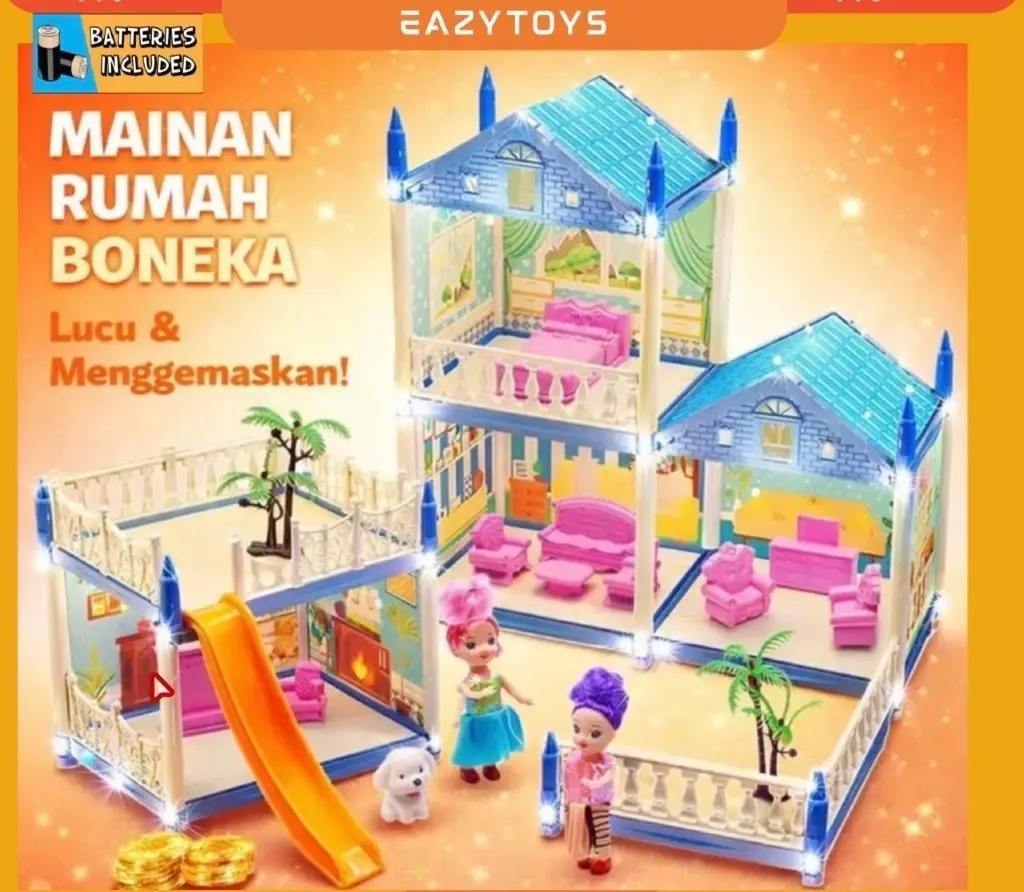 Mainan Rumah Rumahan Boneka Anak Villa Princess Castle Dream House 2 Tingkat