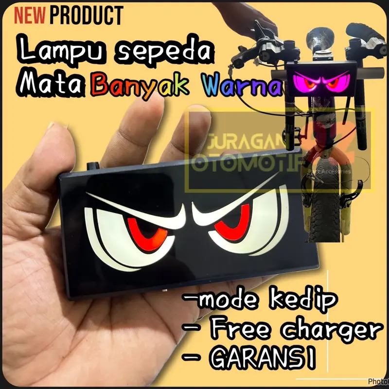 Lampu Variasi Sepeda Mata dengan 7 Mode Warna, Baterai Tanam, dan Garansi 1 Bulan aksesoris sepeda bmx Outdoor Stang 7