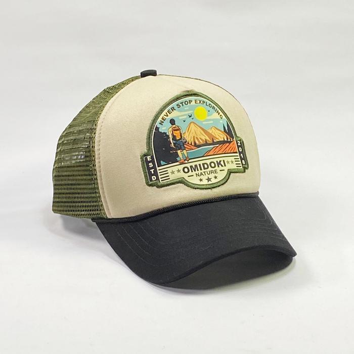 Gambar Omidoki Topi Trucker Hat Omidoki Army Cream Hitam Twill Cotton Unisex dengan Desain Bordir Timbul dan Detail Logo Tebal NATURE Baseball dari Omidoki_NEW Kab. Bogor Tokopedia