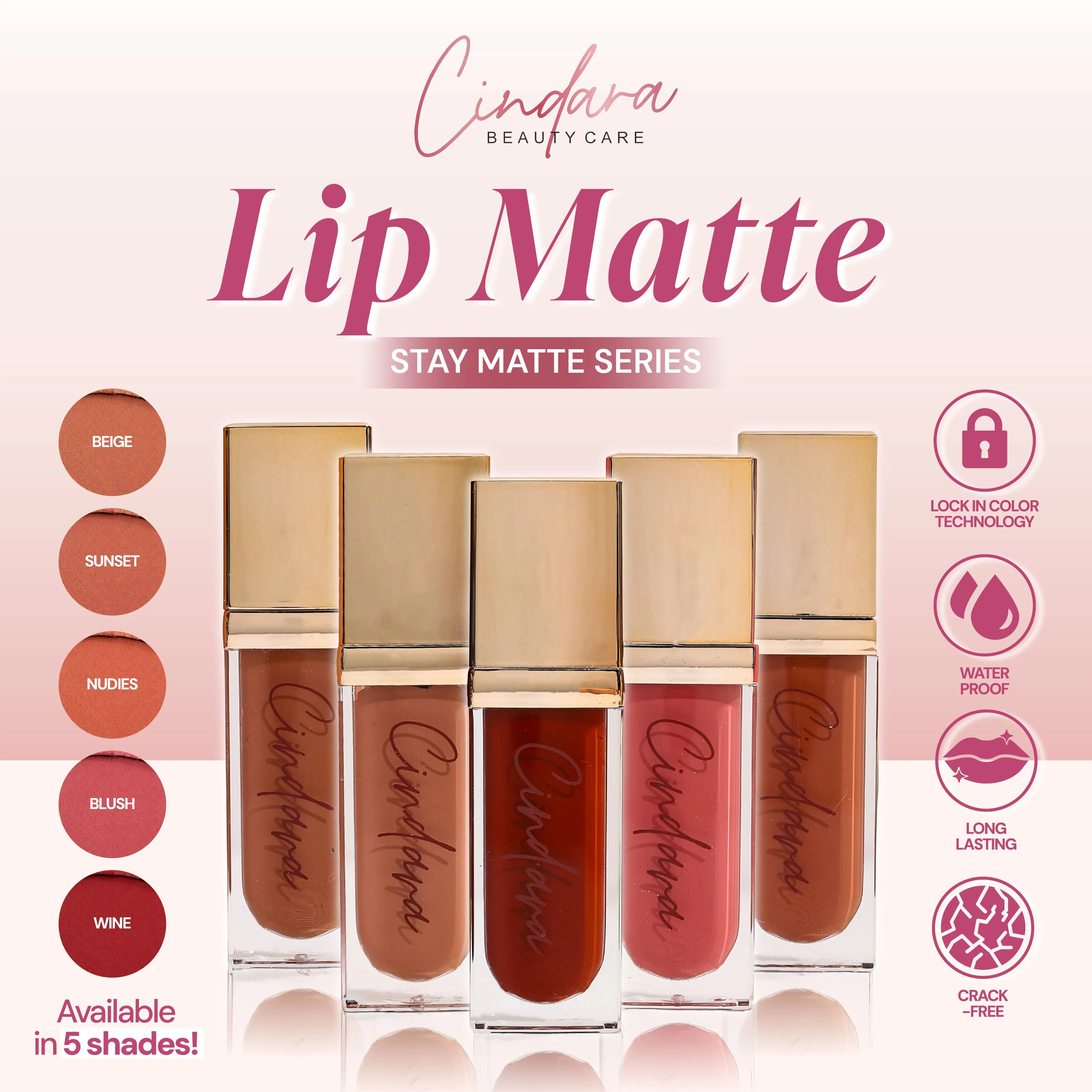 Cindara Staymatte Series Lip Matte Tahan Lama Ringan di Bibir dan ...