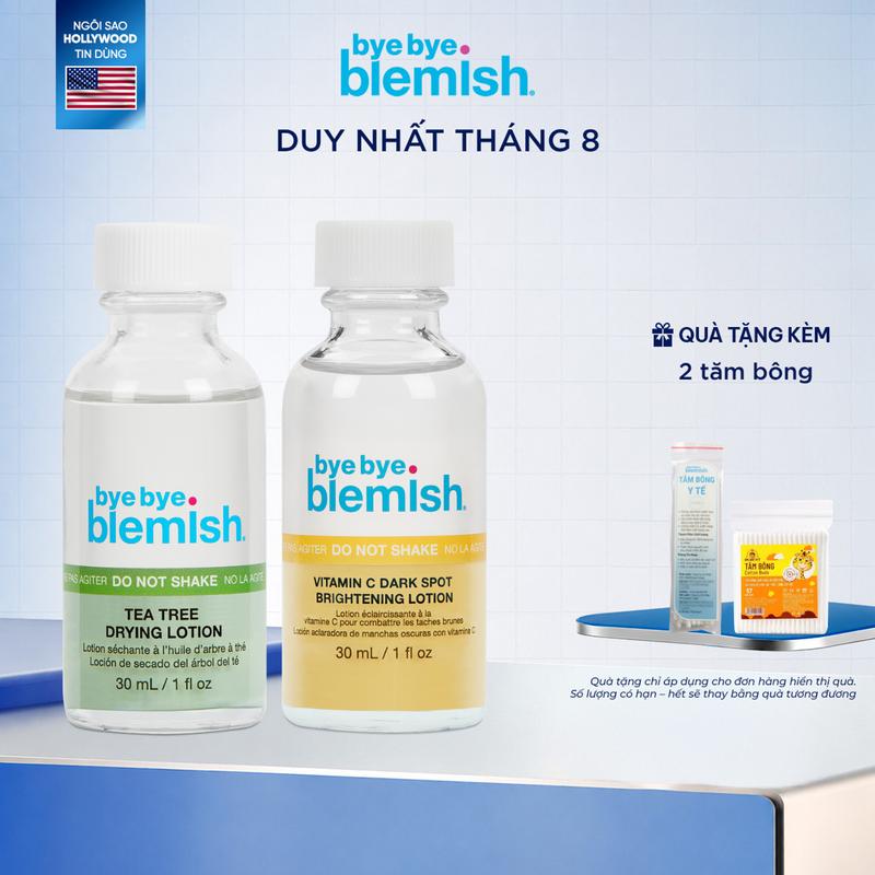 ￼[TẶNG QUÀ 100K] Bộ Đôi Giảm Mụn Viêm và Thâm Mụn Nhanh - Chấm mụn Tràm Trà và Chấm Vitamin C 30ml Bye Bye Blemish