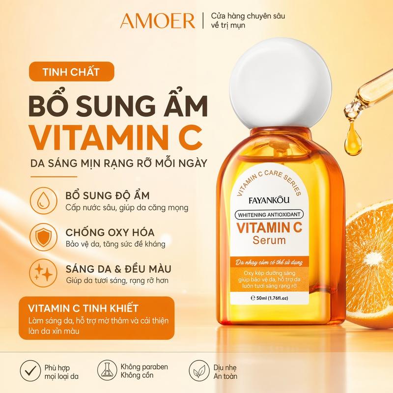 Serum Vitamin C Dưỡng Sáng Da Mặt - Se Khít Lỗ Chân Lông, Mờ Đốm Nâu, Kiềm Dầu,…