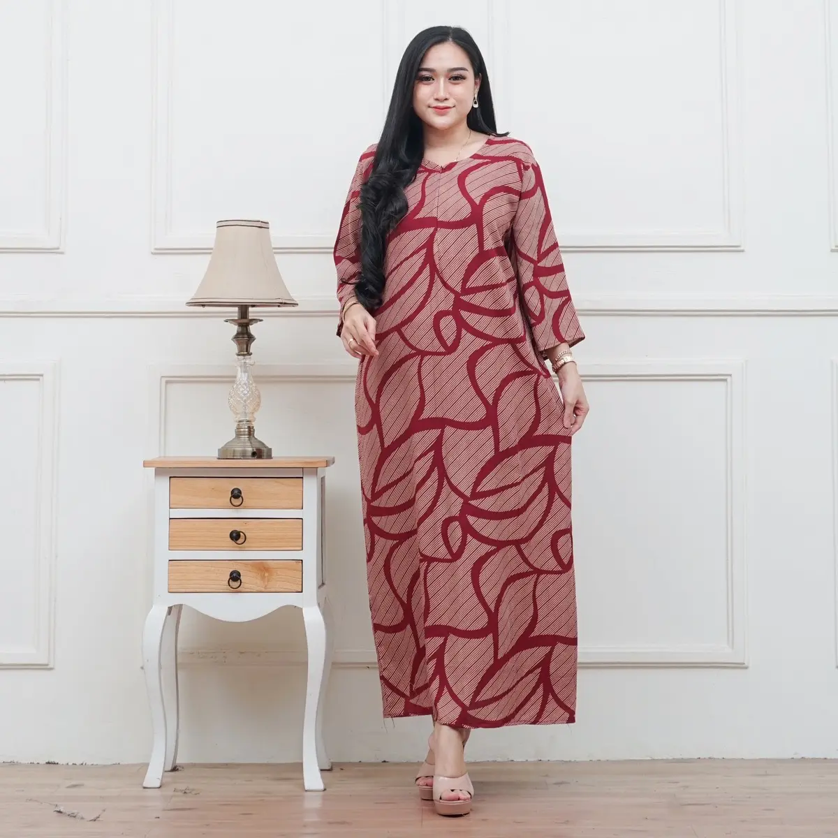 Terbaru Daster Gamis Rayon Tangan Lengan 3/4 Kekinian Model Terbaru Murah Kain Rayon Viscose Premium Motif Nyaman Busui Dress Panjang Kaki Semata