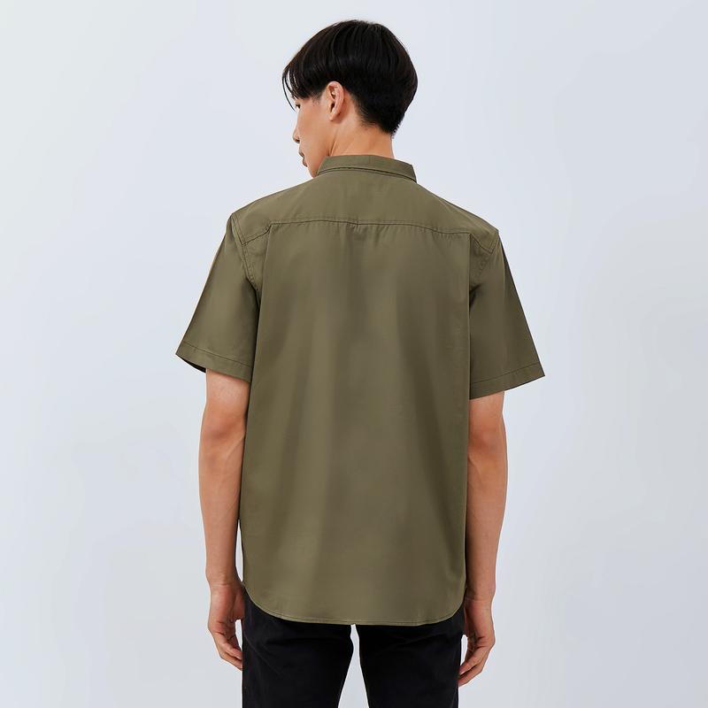 M231 Kemeja Pria Basic Polos Oxford Pendek Army 1457P 2