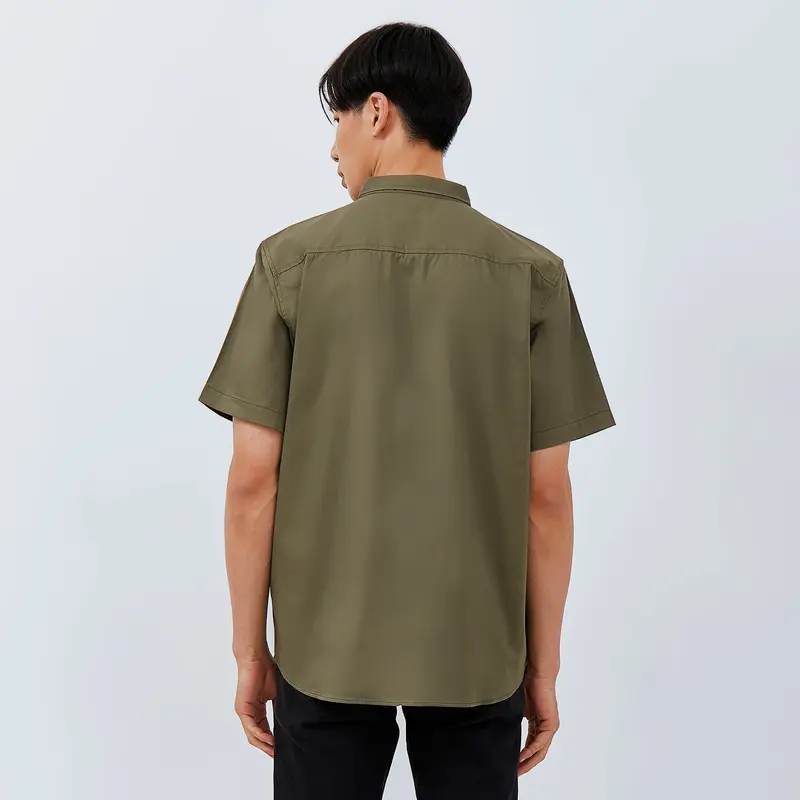 M231 Kemeja Pria Basic Polos Oxford Pendek Army 1457P 2