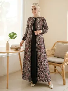 Gamis Rayon Motif Mutiara Cap Malaman – Dress Muslim Kekinian Klok A, Adem, Ringan & Elegan