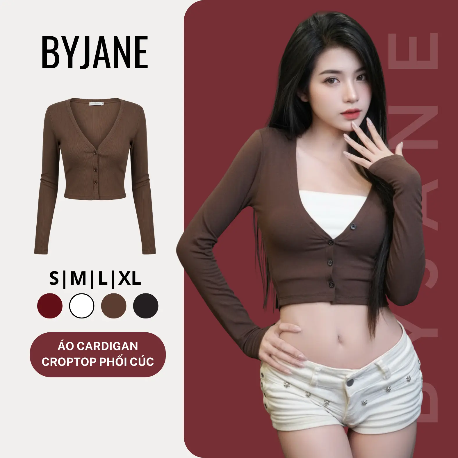(XẢ KHO) Áo cardigan Dáng Ngắn BYJANE-999