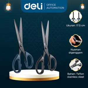 Deli Scissor / Gunting Lapis Teflon Anti Karat Nyaman Digenggam 6009-S