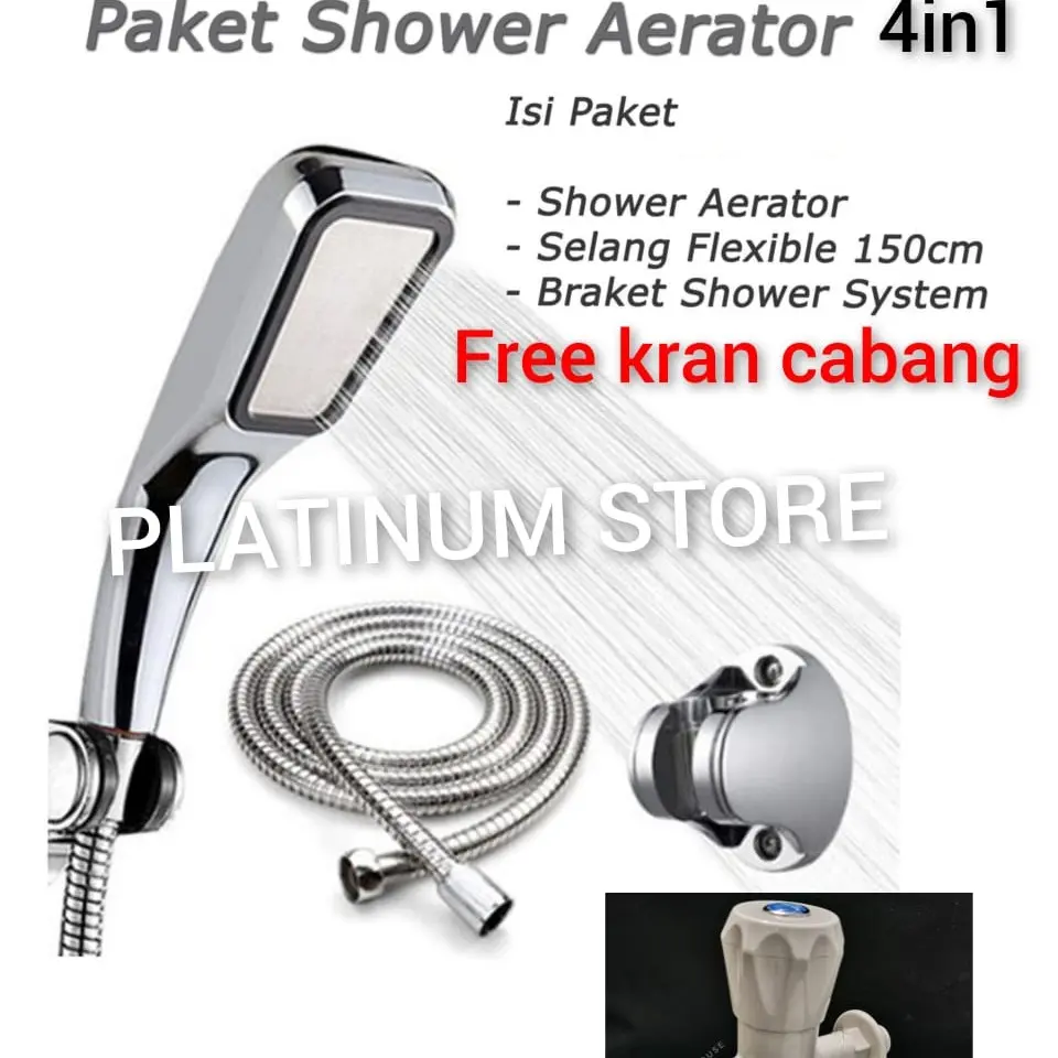 PAKET HEMAT KOMPLIT 4IN1 FREE SELANG DAN KRAN SHOWER 300 LUBANG AERATOR HEMAT AIR RUMAH SALON