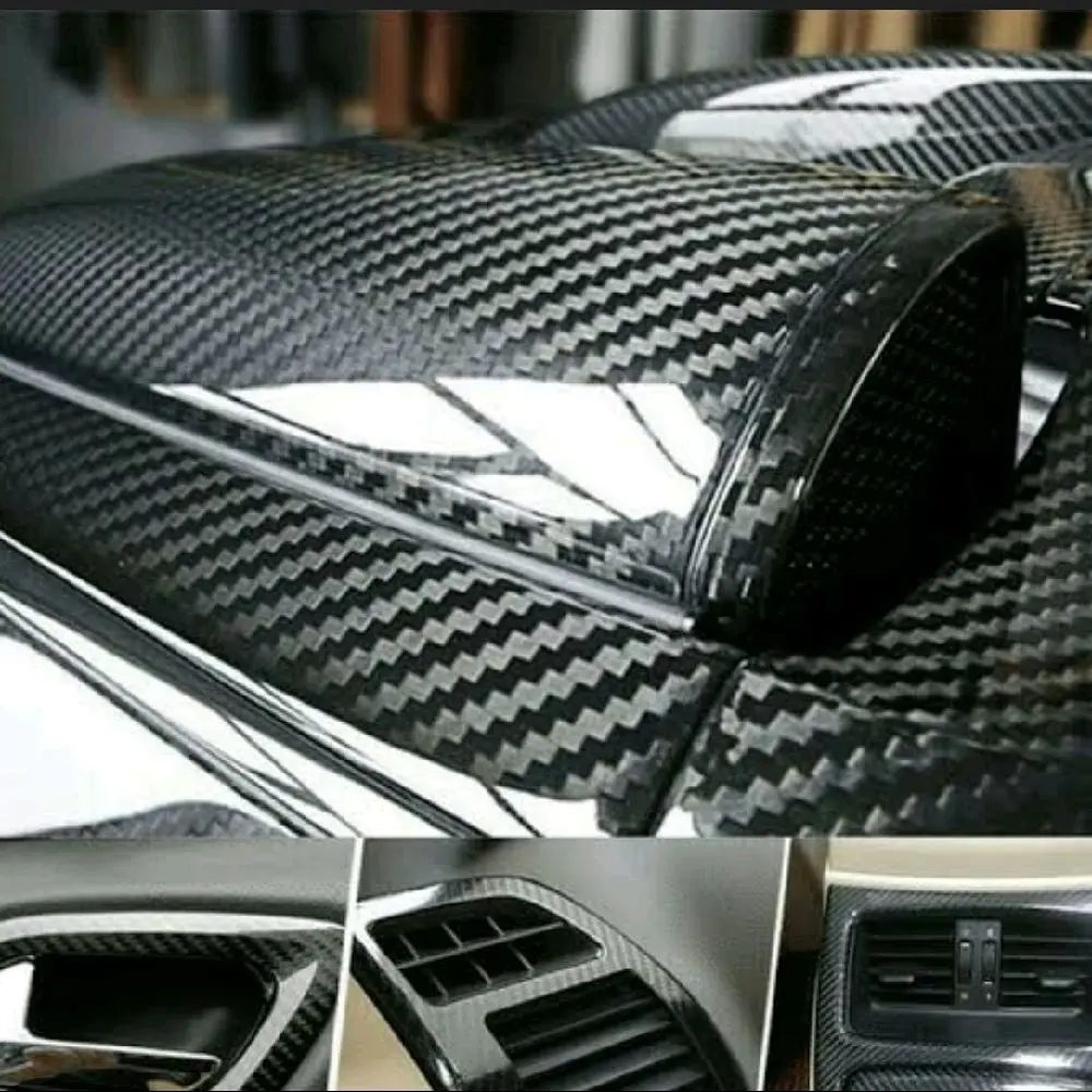 Sticker Carbon Hitam Glos Premium L50cm Kendaraan