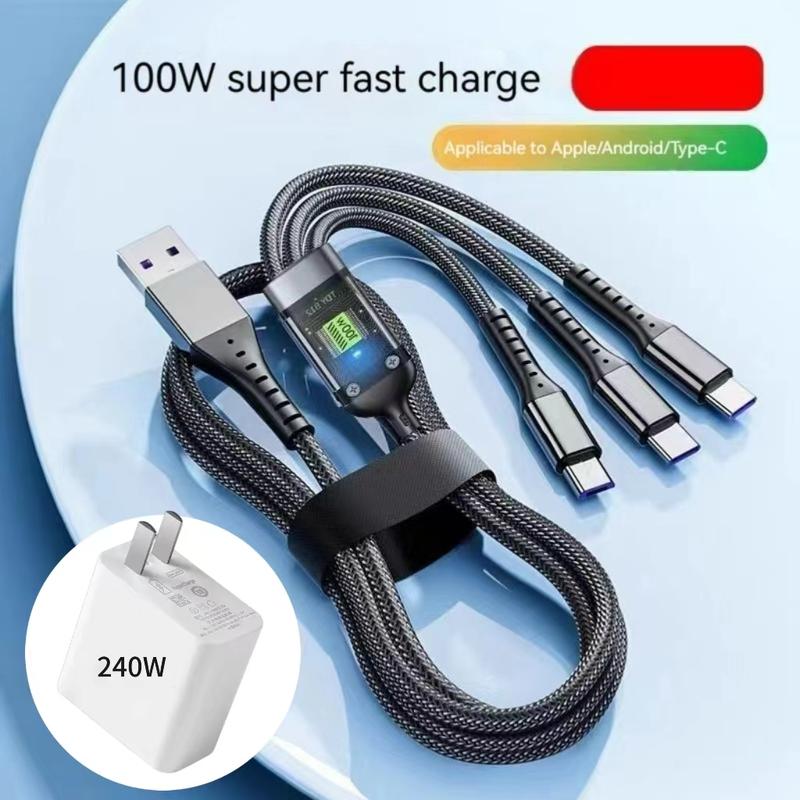 100W super fast charging three in one data cable transparent - TikTok ...