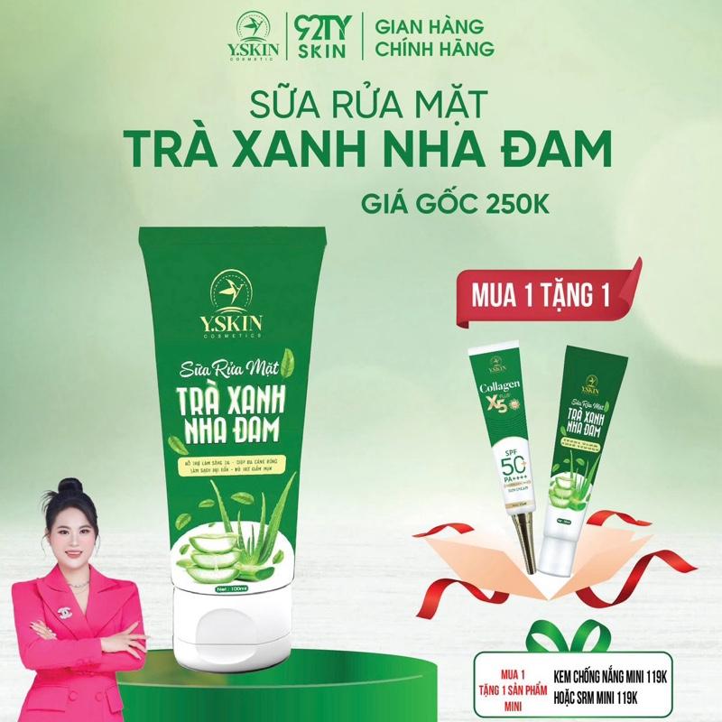  SỮA RỬA MẶT   trà xanh nha đam  1 lọ   YSKIN     Dung tích 100 gam   Tặng sữa rửa mặt mini 99k hoặc serum b5 199k  Skin care làm đẹp da dưỡng ẩm cho da nữ 
